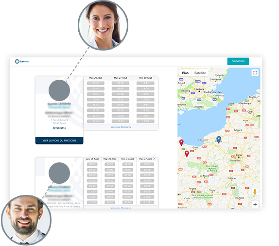 Visuel de la page des disponibilités d'un opticien, orthoptiste ou ophtalmologue